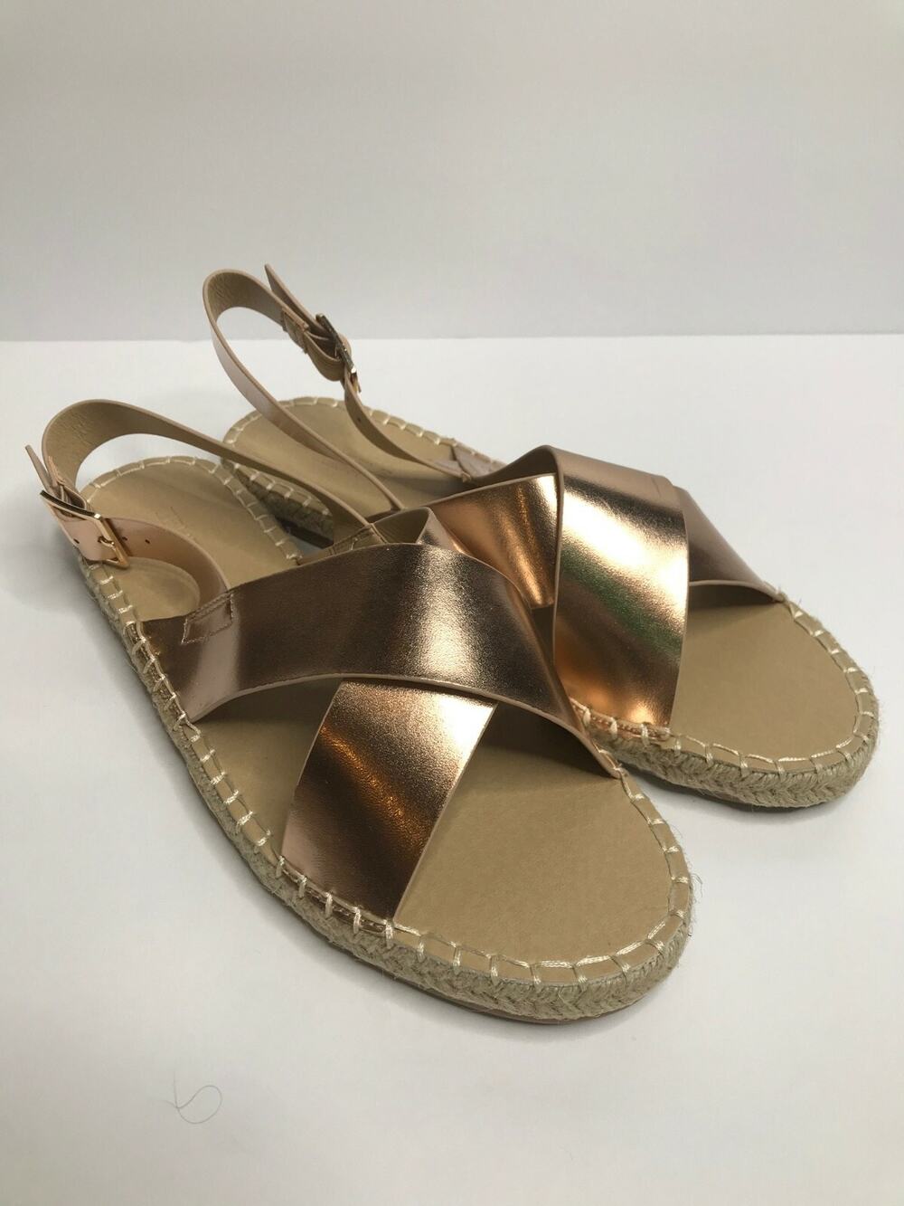 ASOS Women's Gold Criss Cross Espadrille Slingback Sandals Size 8